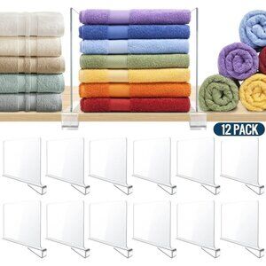 Acrylic Shelf Dividers for Closet Shelf Organizer Set of 12